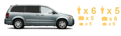 A silver MPV, side view.